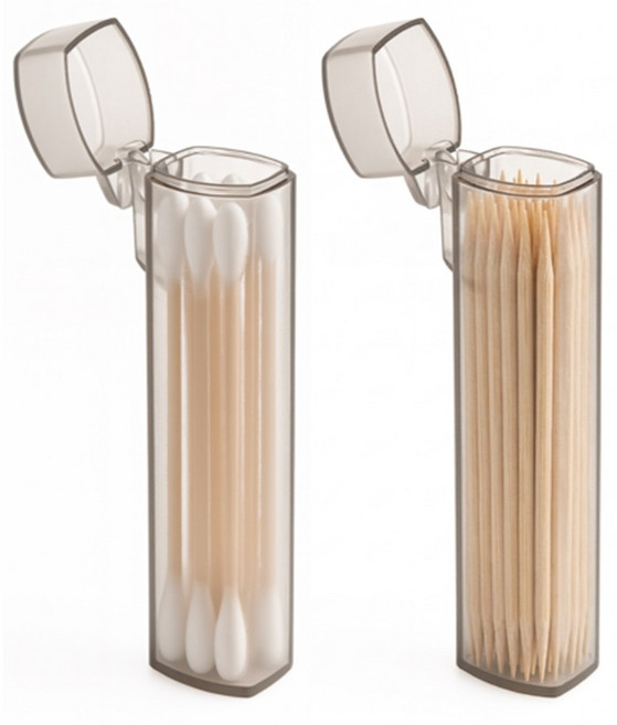 휴무드 휴대용 면봉케이스, 2개, 반투명