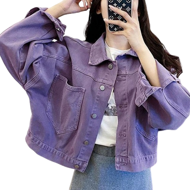 여성용 베이직 데일리 캐주얼 데님 자켓