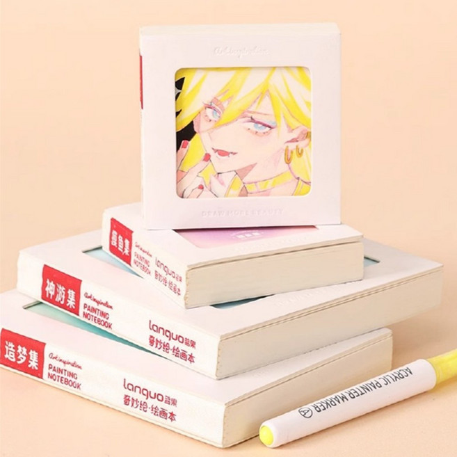 까사루미 diy 미니 드로잉북 어반스케치 수채화 스케치북, 2개입, 80*80mm