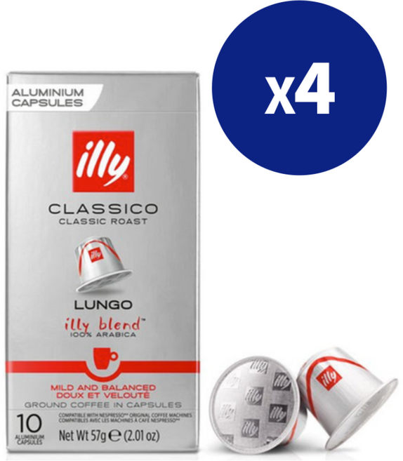 일리 클라시코 클래식 로스트 룬고 마일드 앤 밸런스 그라운드 커피 인 캡슐, 5.7g, 10개입, 4개