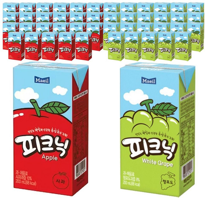 매일 피크닉 사과 200mlx24팩 + 청포도 200mlx24팩, 1개, 1ml