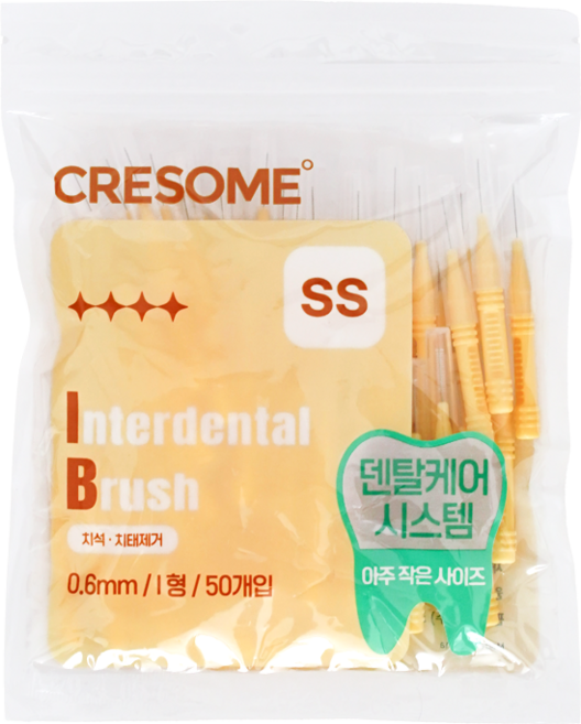 크리썸 휴대용 치간칫솔 대용량 치석제거 I타입, 1세트, 50개입, 0.6mm
