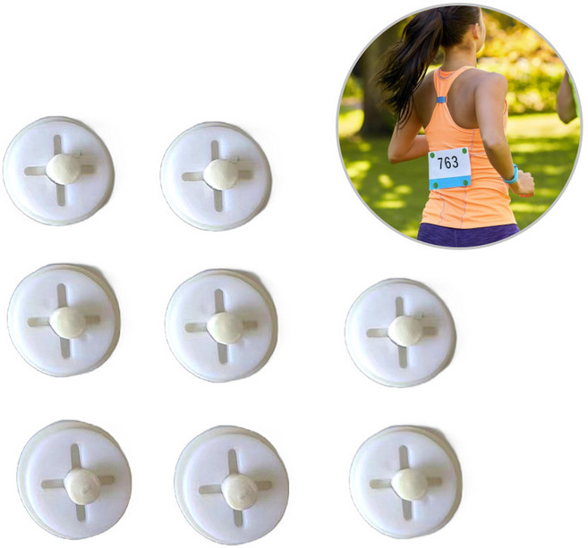 알리오마켓 마리톤 배번호 고정 버튼 클립, 8개, 화이트