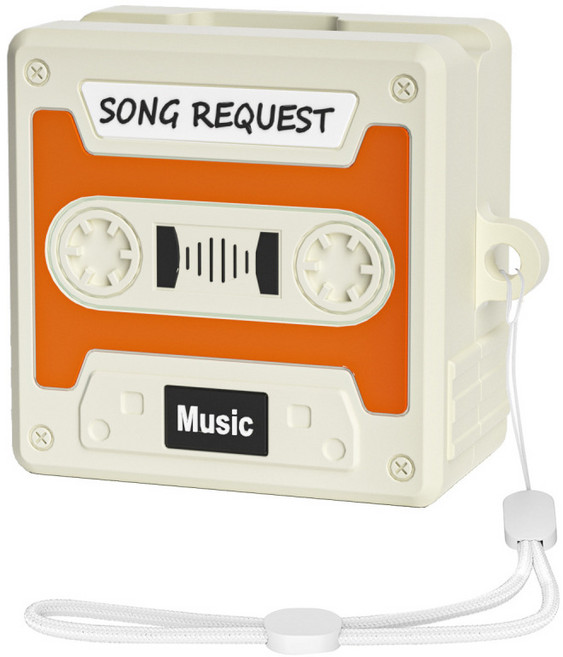 갤럭시 버즈4 / 버즈4 프로 실리콘 호환 케이스 빈티지 카세트 테이프 보호 버커, 1개, 그레이