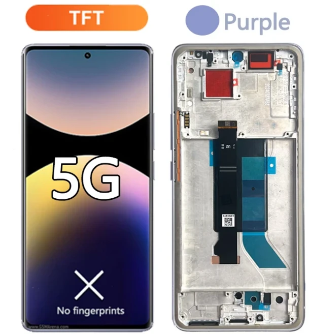 샤오미 레드미 노트 14 프로 4G 5G LCD 디스플레이 터치 스크린용 6.67인치 AMOLED 교체용, 09 5G TFT Purple Frame