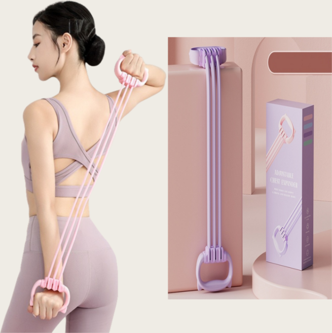 마르크첸 필라테스 요가밴드 전신 스트레칭 실리콘 스트레칭 밴드 6 단계 운동용 고무 밴드, 자주색, 1개