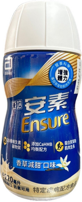 Abbott 亞培 Ensure 安素 香草減甜隨身瓶, 220ml, 24瓶