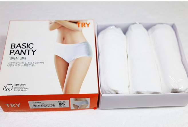 형제상회 삶을수 있는 여성 옛날 할머니 흰색 순면 팬티 3매입 트라이 TRY 쌍방울 0089A01