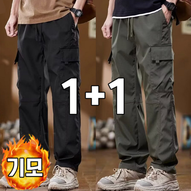 차쿠 1+1 남성 캐주얼 바지 카고팬츠 방수 방풍 멀티포켓 4계절 여름 겨울 기모 카고바지 등산 아웃도어 바지 작업복바지