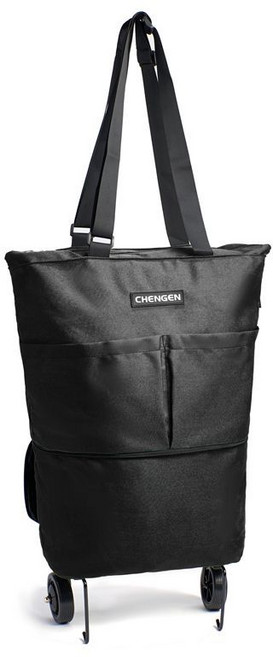 CHNEGEN 購物袋 摺疊買菜車, 黑色,小號, 1個