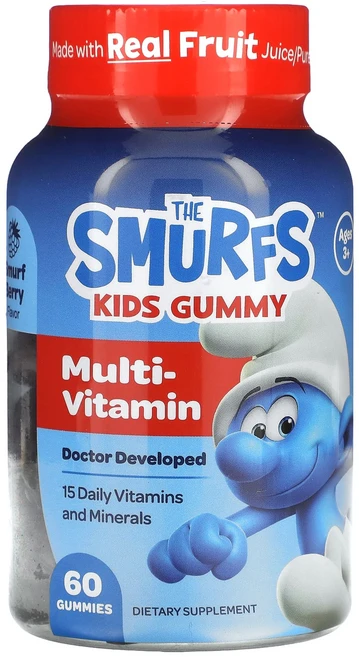 The Smurfs 어린이용 구미젤리 종합비타민 만 3세 이상 스머프 베리 구미젤리 60개, TheSmurfs어린이용구미젤리종합비타민만3세이상스머프, 1개, 60정 - 쿠팡