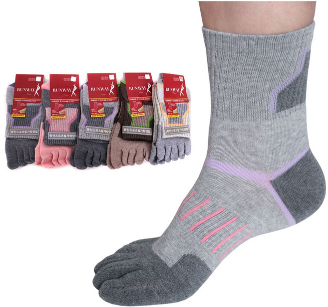 런웨이 여자 스포츠 등산 발가락 양말 5족 RW2912