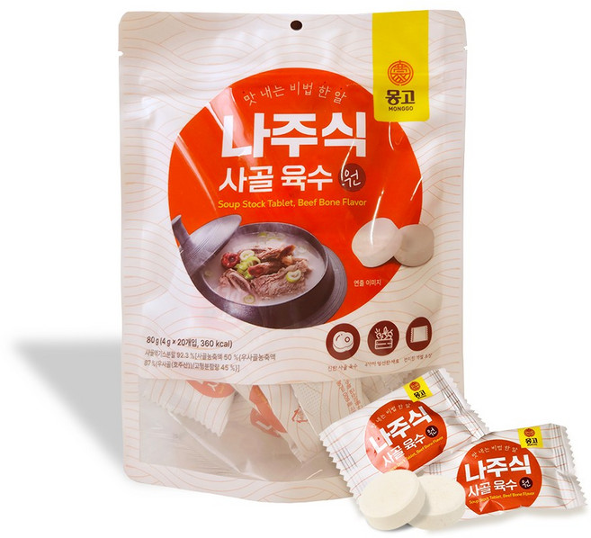 몽고식품 나주식 사골 동전 육수원, 1개, 80g
