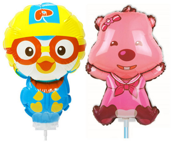 기성산업사 바람개비 캐릭터 풍선 뽀로로 폴리 키티 막대풍선, 루피