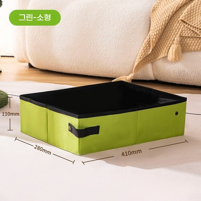 접이식 고양이 모래대야 실외용 고양이 화장실 일회용 내구성 고양이 모래 대야 휴대용 고양이 모래 대야 여행 전용 고양이 화장실 휴대용고양이화장실(캠핑/여행 필수 애완동물 용품), 스몰사이즈-그린 [ 5kg 내]