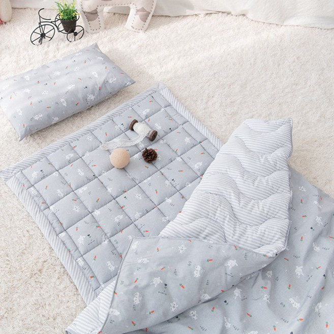 어린이집낮잠이불 세트 어린이 키즈 사계절 알러지케어 뱀부 마이크로 10온스 2컬러, 1.보들래빗 그레이