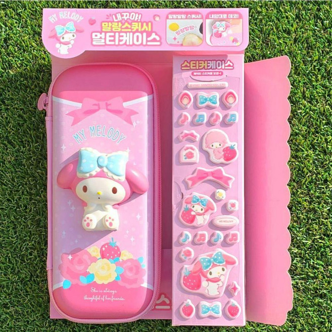 산리오 스퀴시 말랑 필통 대용량 어린이 초등학교 파우치, 1개, 마이멜로디