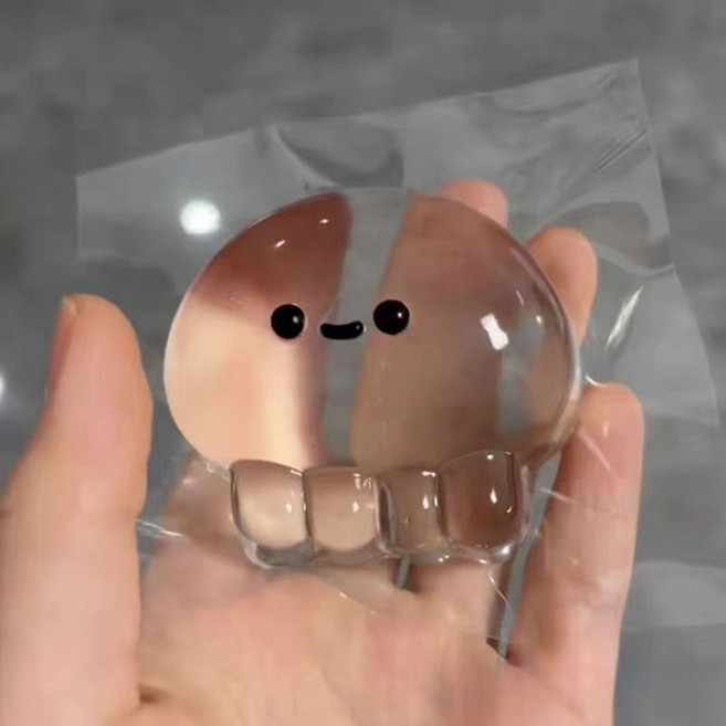 말랑쫀득 해파리 애기 스트레스볼 스트레스 해소 말랑이 스퀴즈볼 말랑이 장난감 공 무소음 말랑이 에어 젤리볼, 투명한 색상, 1개, 65g