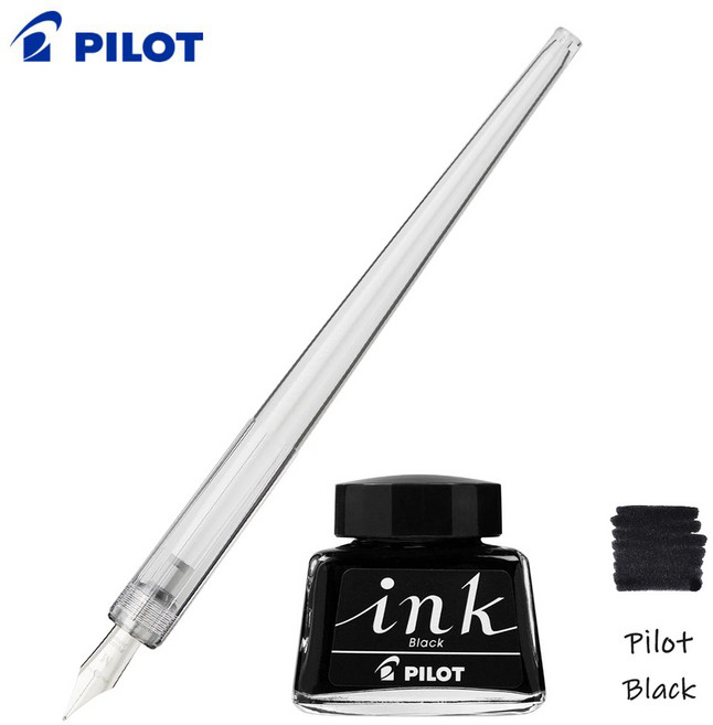 파이롯트 딥펜 이로우츠시+ 병잉크 30ml, 투명 M, 블랙