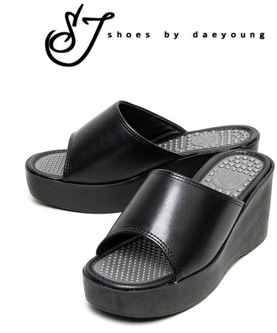 [SJshoes] 여성 사무용 반지앞 검정 민자 상굽 슬리퍼