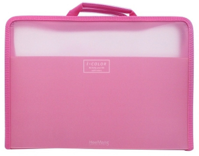 광폭 지퍼 파일 손잡이 케이스, 분홍, 1개