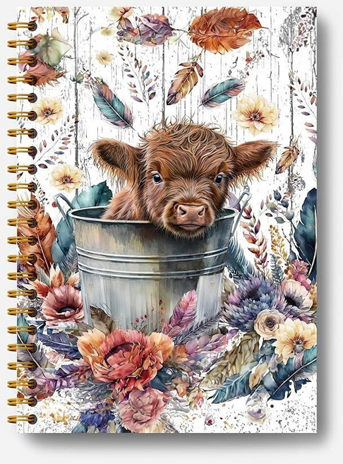 Guymn Autism Highland Cow 노트 자폐 엄마 선물 저널 Neurovarious ASD 인식 수용 하드커버 나선형 노트 여성용 하이랜드 소 선물 14.9, Highland Cow-3