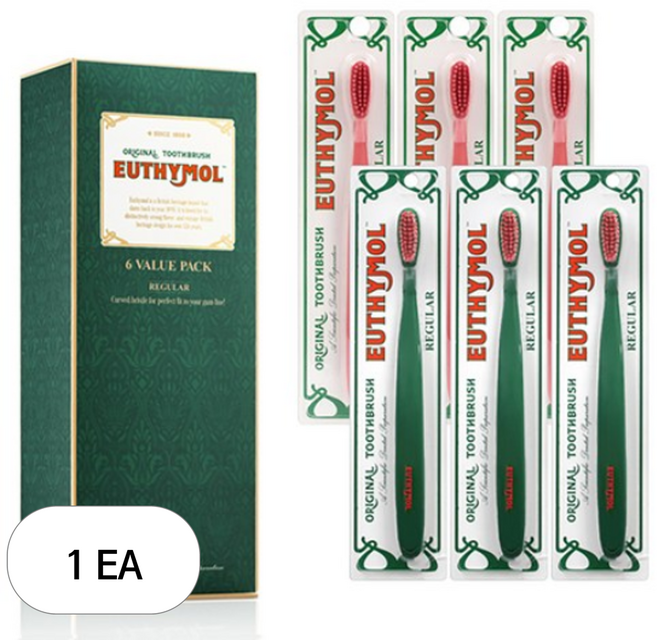 유시몰 로얄 헤리티지 레귤러 미세모 칫솔 벨류팩, 6개입, 1세트