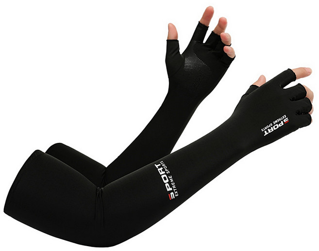 마리수 손등 쿨토시 손가락 낚시 팔토시 여름 자외선차단, 블랙, 1개