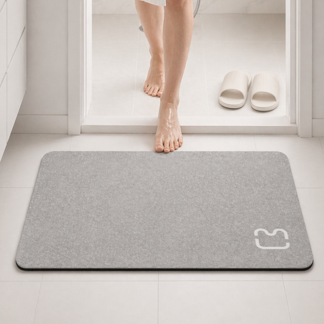 모루아 빠른흡수 미끄럼방지 규조토 욕실 발매트, 1개, 그레이