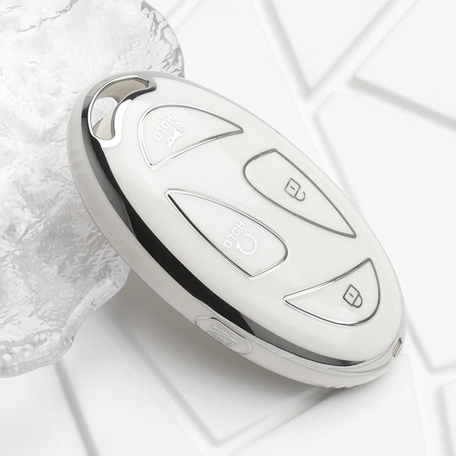 현대 자동차 키 커버 아이오닉 6 그랜저 KONA 싼타페 엘란트라 5키 버튼 TPU 소재에 적합, 은테두리 흰색