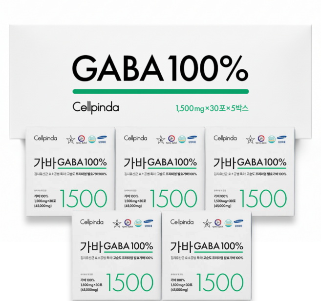 셀핀다 가바 1500mg 선물세트 김치유산균 고순도 발효가바, 5박스