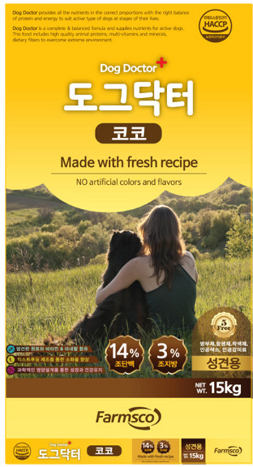 팜스코 도그닥터 코코 15kg 대형견사료 진도 진돗개 성견 노견 다이어트 개사료, 1개, 곡물
