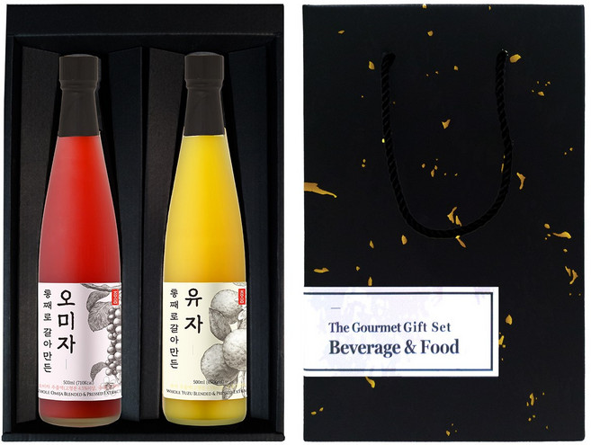 통째로 갈아만든 오미자&유자 선물세트, 1세트, 2개입, 500g