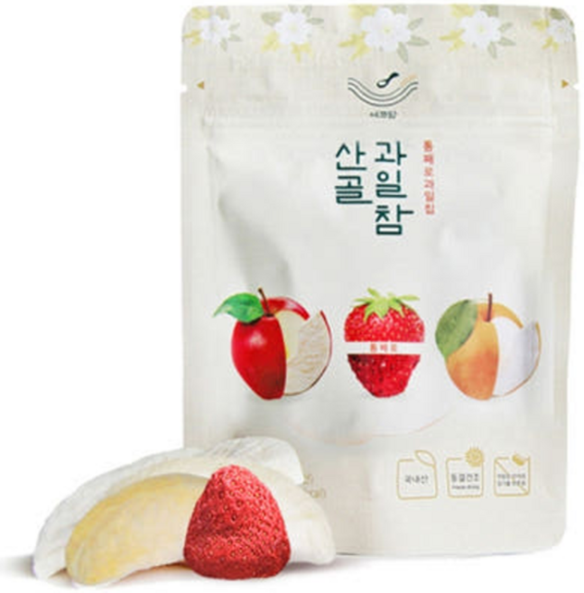 산골 과일참 통째로 과일칩(사과 딸기 배) 10g 4개