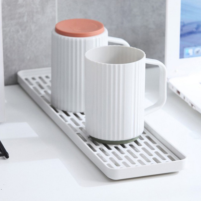 리브노드 미니 식기 건조대 자동 물빠짐 트레이 컵 텀블러 거치대 싱크대 설거지 좁은 주방 정리, 1개, 일자형 트레이, 1단