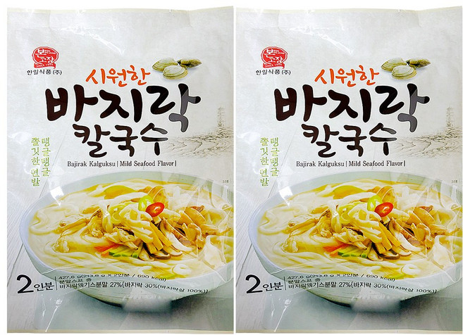 한일식품 본고장 시원한 바지락 칼국수 2인 427.6g, 2개
