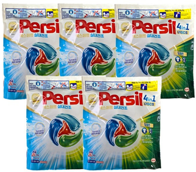 퍼실 디스크 실내건조 세탁 캡슐세제 파우치, 26개입, 5개