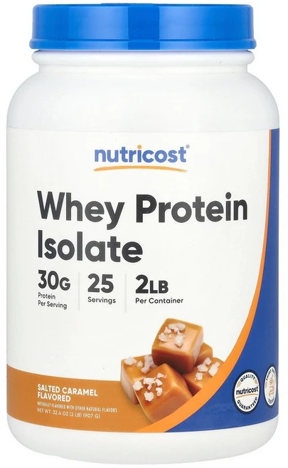 뉴트리코스트 Nutricost 분리유청단백질 솔티드 캐러멜 907g2lb140758원산지:기타, 2267 g - 쿠팡