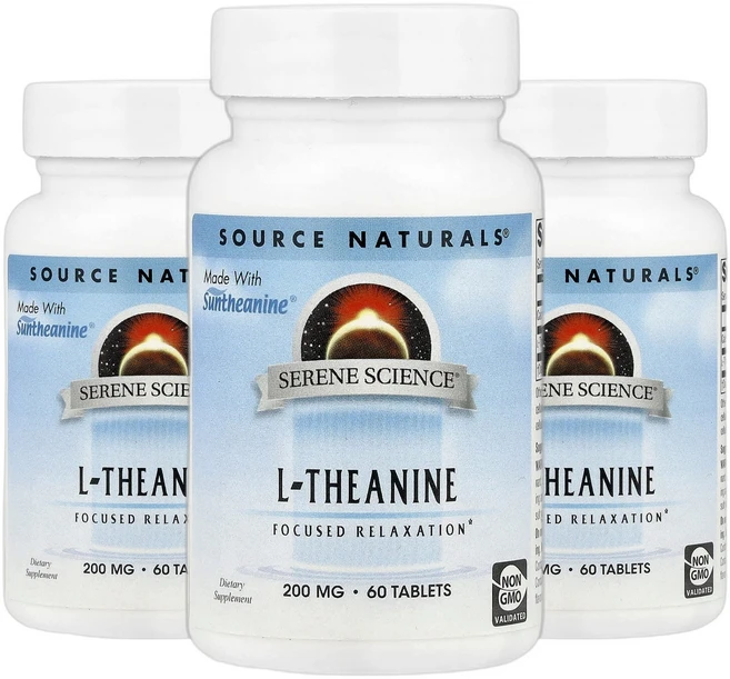 Source Naturals L-테아닌 200mg L-Theanine, 3개, 60정 - 쿠팡