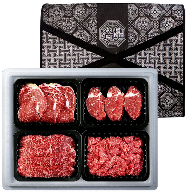 [농협안심한우] 프리미엄 1등급 한우 선물세트 (등심+안심+채끝+불고기) 1.2kg, 300g, 1