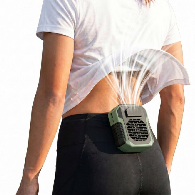 EVENSS 초강력 토네이도 급속 냉각 휴대용 허리선풍기 5000mAH 보조배터리, 어반 카키 단품 패키지, TF01