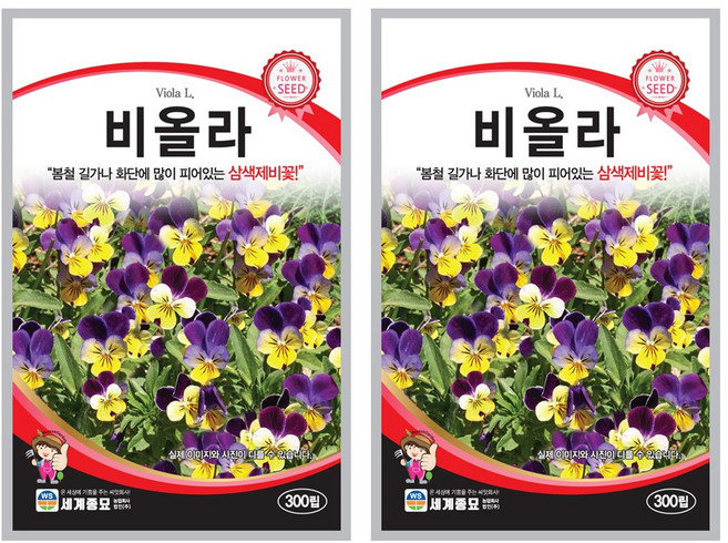 비올라 씨앗 꽃씨 300립 꽃씨앗 세계종묘 모칸도, 2개