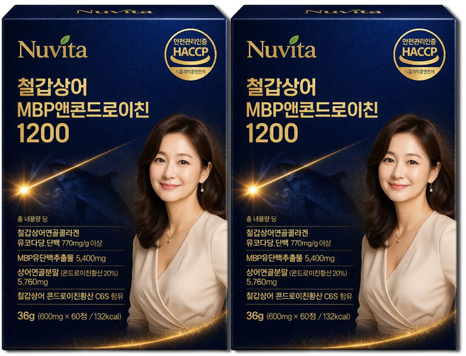 포사인 콘드로이친 1200 돼지 연골 유래 + MBP 앤 콘드로이친 1200 [15개구매시 포사인콘드로이친 세트 증정], 2박스, 60정