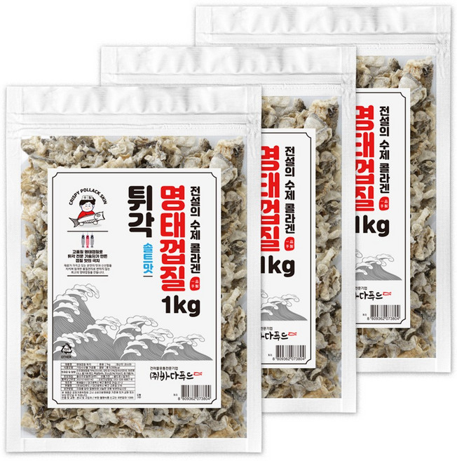 바다푸드 전설의 수제 콜라겐 명태껍질 튀각, 1kg, 3개