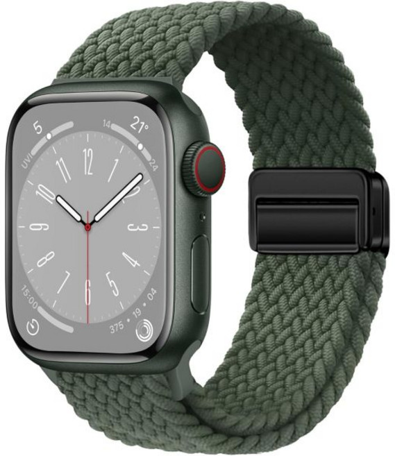 Qimela 스포츠 루프는 Apple Watch 38mm 40mm 41mm 42mm 44mm 45mm 46mm 49mm와 호환되는 여성 및 남성용 마그네틱 스트랩, Army Green, 44mm/45mm/46mm/49mm/42mm(Serie, 군용 녹색
