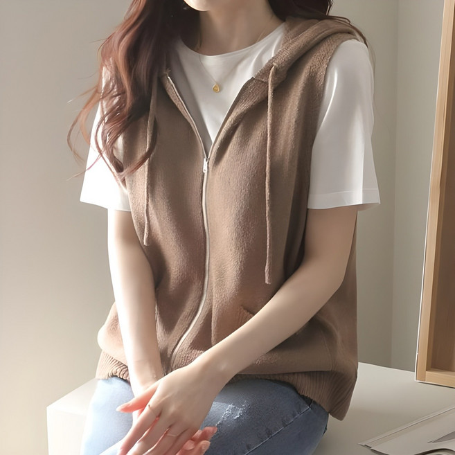 女款連帽背心外套 j264