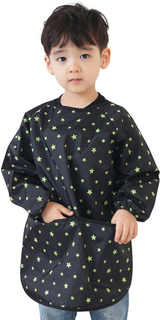 아동 미술가운 / 방수앞치마, 블랙그린별