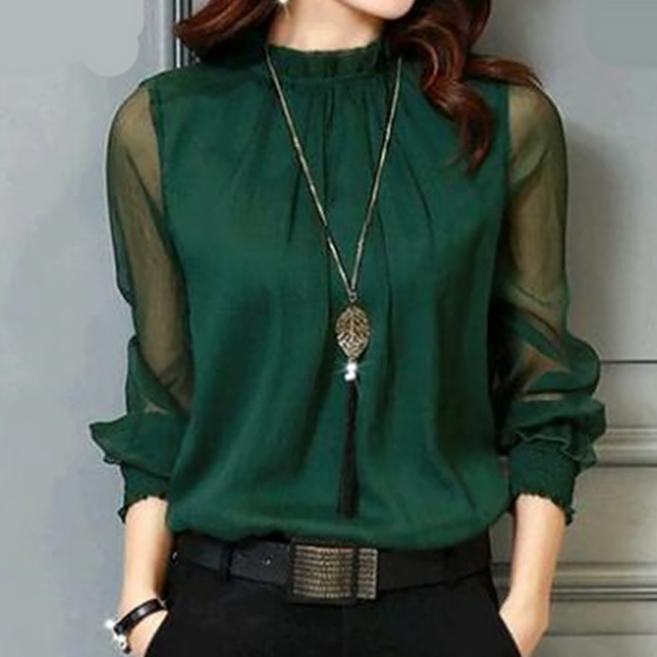 로렌미 벨리아 프릴넥 시스루 블라우스 S250811FW-10