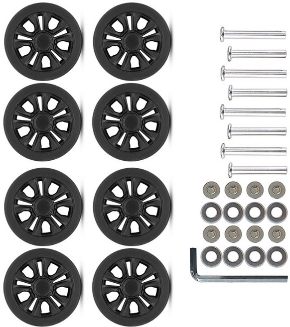 8Pcs 유니버셜 수하물 바퀴 55x11mm 여행 가방 교체 이중 바퀴 수리 키트 쉬운 설치 매끄러운 롤링