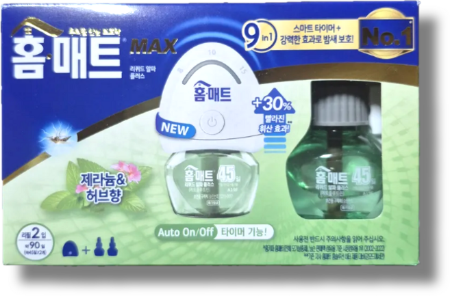 헨켈 홈매트 맥스 리퀴드 알파 플러스 기 1개 + 45일 리필 2개 제라늄 허브향, 헨켈 홈매트 리퀴드 에스 45일 교체용 리필 2개